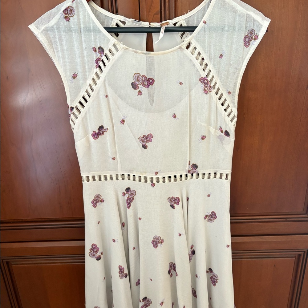 Free People Cream Midi Sundress with Cap Sleeves